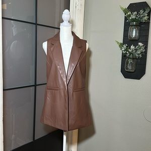 Women’s Brown Faux Leather Vest